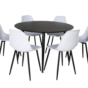 Endast denna vecka Venture Home Dipp Matgrupp 115 cm Rund med 6 Polar stolar Svart - Möbler