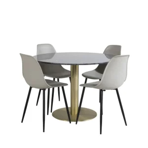 Fynd Venture Home Estelle Matgrupp 106 cm Rund med 4 Polar stolar Svart/Guld - Möbler