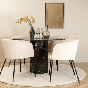 Endast denna vecka Venture Home Marbs Matgrupp 110 cm Rund med 4 Berit stolar Beige - Möbler