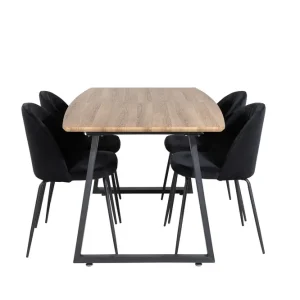 Venture Home Inca Matgrupp 160 cm Rektangulär med 4 Wrinkles stolar Svart - Möbler Erbjudande