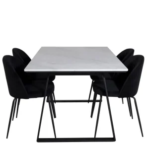 Venture Home Estelle Matgrupp 140 cm Rektangulär med 4 Wrinkles stolar Svart - Möbler Lägg i varukorgen