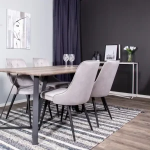 Venture Home Marina Matgrupp 180 cm Rektangulär med 4 Velvet Deluxe stolar Svart - Möbler Rea