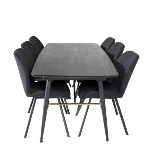 Erbjudande Venture Home Gold Matgrupp Förlängningsbar 180-220 cm Rektangulär med 6 Gemma stolar Svart/Guld - Möbler