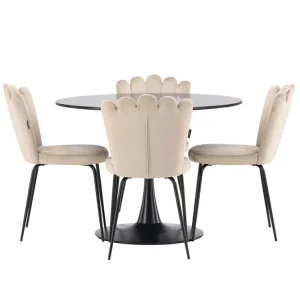 Utförsäljning Venture Home Glade Matgrupp 100 cm Rund med 4 Limhamn stolar Beige - Möbler