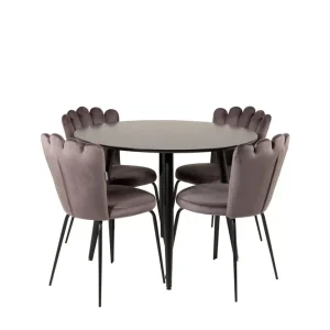 Venture Home Plaza Matgrupp 100 cm Rund med 4 Limhamn stolar Svart - Möbler Trygg betalning