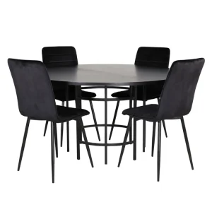 Fynd Venture Home Copenhagen Matgrupp 140 cm Rund med 4 Windu Lyx stolar Svart - Möbler