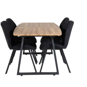 Venture Home Inca Matgrupp 160 cm Rektangulär med 4 Gemma stolar Svart - Möbler Rabatter
