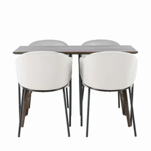 Venture Home Kaseidon Matgrupp 120 cm Rektangulär med 4 Evelina stolar Svart - Möbler Reapris