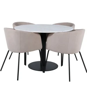 Venture Home Estelle Matgrupp 106 cm Rund med 4 Berit stolar Beige - Möbler Säker betalning