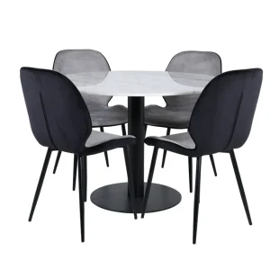 Nyhet Venture Home Estelle Matgrupp 106 cm Rund med 4 Emma stolar Svart - Möbler