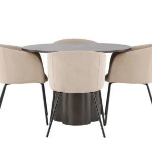Erbjudande Venture Home Olivia Matgrupp 110 cm Rund med 4 Berit stolar Beige - Möbler