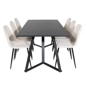 Venture Home Marina Matgrupp 180 cm Rektangulär med 6 Polar stolar Beige - Möbler Billigare
