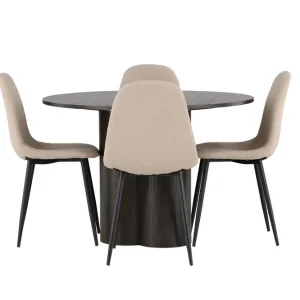 Venture Home Olivia Matgrupp 110 cm Rund med 4 Polar stolar Beige - Möbler Utförsäljning
