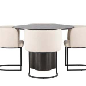 Begränsat erbjudande Venture Home Olivia Matgrupp 110 cm Rund med 4 Simrishamn stolar Beige - Möbler