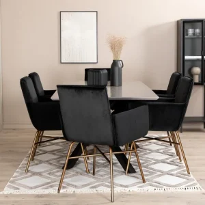 Premium Venture Home Piazza Matgrupp 180 cm Rektangulär med 6 Petra stolar Svart - Möbler