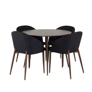 Premium Venture Home Plaza Matgrupp 100 cm Rund med 4 Arch stolar Svart - Möbler