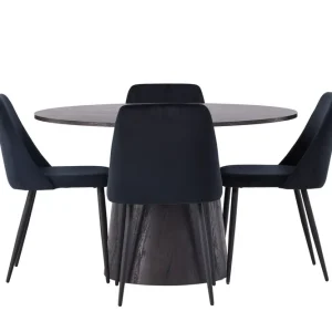 Venture Home Lanzo Matgrupp 120 cm Rund med 4 Night stolar Svart - Möbler Erbjudandepris