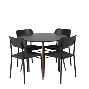 Venture Home Plaza Matgrupp 100 cm Rund med 4 Polly stolar Svart - Möbler Rabatter