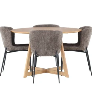 Venture Home Yakidon Matgrupp 120 cm Rund med 4 Modesto stolar Brun - Möbler Kampanjpris