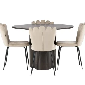Venture Home Olivia Matgrupp 110 cm Rund med 4 Limhamn stolar Beige - Möbler I lager