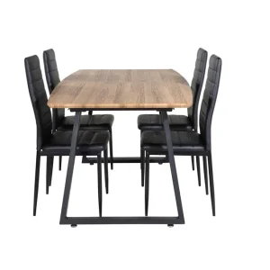 Venture Home Inca Matgrupp 160 cm Rektangulär med 4 Slim stolar Svart - Möbler Begränsat erbjudande