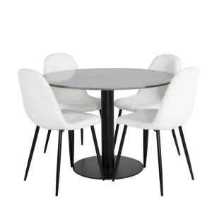 Säker betalning Venture Home Estelle Matgrupp 106 cm Rund med 4 Polar stolar Svart - Möbler
