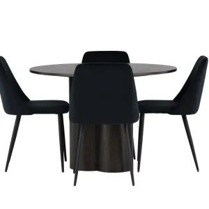 Venture Home Olivia Matgrupp 110 cm Rund med 4 Night stolar Svart - Möbler Snabb frakt