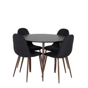 Rabatter Venture Home Plaza Matgrupp 100 cm Rund med 4 Polar stolar Svart - Möbler