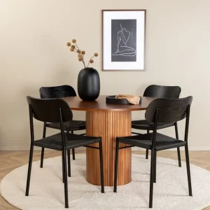 Snabb frakt Venture Home Bianca Matgrupp 110 cm Rund med 4 Polly stolar Svart - Möbler