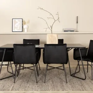 Populär Venture Home Petra Matgrupp 190 cm Rektangulär med 6 Petra stolar Svart - Möbler