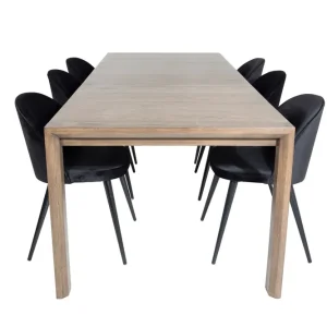 Venture Home Slider Matgrupp Förlängningsbar 170 cm Rektangulär med 6 Velvet stolar Svart - Möbler Köp nu