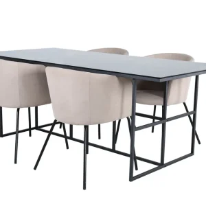 Venture Home Leif Matgrupp 200 cm Rektangulär med 4 Berit stolar Beige - Möbler Begränsat antal