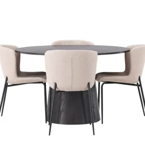 Venture Home Lanzo Matgrupp 120 cm Rund med 4 Modesto stolar Beige - Möbler Populär