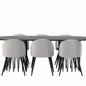 Venture Home Stone Matgrupp 220 cm Rektangulär med 6 Velvet stolar Grå - Möbler Beställ nu
