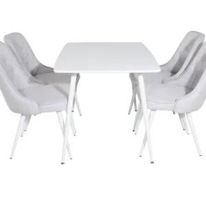 Venture Home Polar Matgrupp 120 cm Rektangulär med 4 Velvet Deluxe stolar Grå - Möbler Nyhet