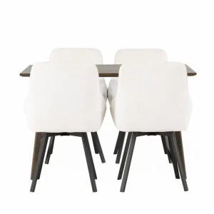 Venture Home Kaseidon Matgrupp 120 cm Rektangulär med 4 Rosie stolar Beige - Möbler Snabb frakt