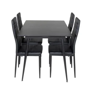 Begränsat erbjudande Venture Home Silar Matgrupp Förlängningsbar 120 cm Rektangulär med 4 Slim stolar Svart - Möbler