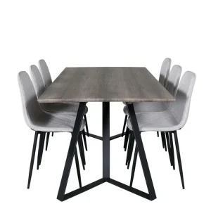 Venture Home Marina Matgrupp 180 cm Rektangulär med 6 Polar stolar Svart - Möbler Rea