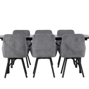 Fynd Venture Home Astrid Matgrupp 200 cm Rektangulär med 6 Rosie stolar Svart - Möbler