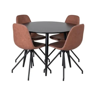 Venture Home Polar Matgrupp 100 cm Rund med 4 Polar stolar Svart - Möbler Snabb frakt