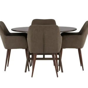 Erbjudande Venture Home Kaseidon Matgrupp 100 cm Rund med 4 Tomorrow stolar Brun - Möbler