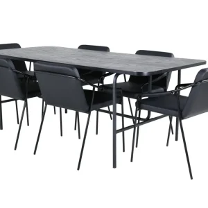 Kampanjpris Venture Home Unos Matgrupp 200 cm Rektangulär med 6 Tvist stolar Svart - Möbler