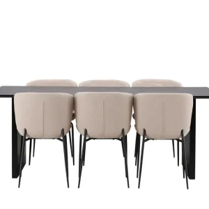 Venture Home Vail Matgrupp 200 cm Rektangulär med 6 Modesto stolar Beige - Möbler Köp nu