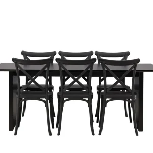 Venture Home Vail Matgrupp 200 cm Rektangulär med 6 Crosett stolar Svart - Möbler Begränsat antal