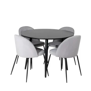 Nedsatt pris Venture Home Plaza Matgrupp 100 cm Rund med 4 Wrinkles stolar Svart - Möbler