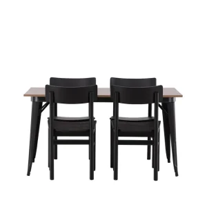 Venture Home Tempe Matgrupp 140 cm Rektangulär med 4 Montros stolar Svart - Möbler Outlet