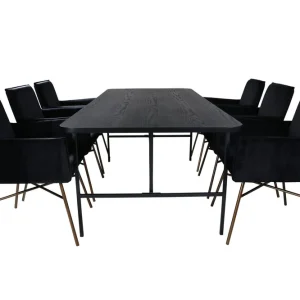 Venture Home Unos Matgrupp 200 cm Rektangulär med 6 Petra stolar Svart - Möbler Bästa pris