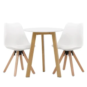 Venture Home Leonora Matgrupp 65 cm Rund med 2 Zeno stolar Vit - Möbler Utförsäljning