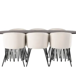Venture Home Stone Matgrupp 220 cm Rektangulär med 6 Berit stolar Beige - Möbler Beställ nu