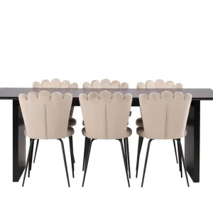 Fynd Venture Home Vail Matgrupp 200 cm Rektangulär med 6 Limhamn stolar Beige - Möbler